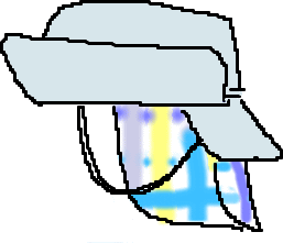 前のツバを上げたところ